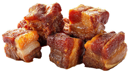 Deliciously cooked meat chunks ready for a savory meal. transparent background