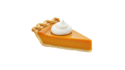 A delectable slice of vibrant orange pie, adorned with a generous swirl of fresh whipped cream,