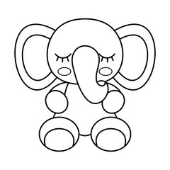 Cute Sleeping Baby Elephant Vector Outline Illustration. This vector illustration features a cartoon style baby elephant sitting peacefully with its eyes closed, giving a calm and sleepy expression.