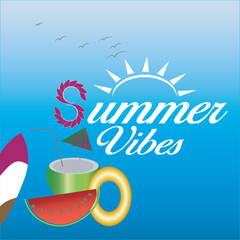 Summer Vibes Free Stock Vector Design.