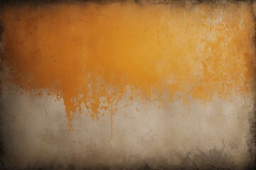 Horizontal dark yellow and orange grunge texture cement or concrete wall banner, blank background
