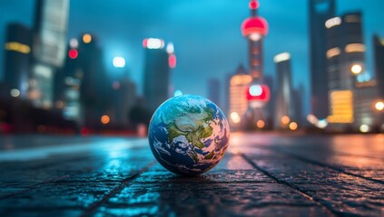 Earth globe amidst city lights (1)