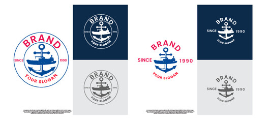 classic american anchor and ship logo