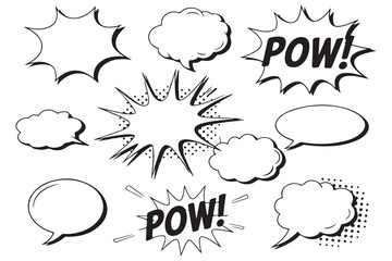 Set of Black and White Comic Book Speech Bubbles  © Shamsun