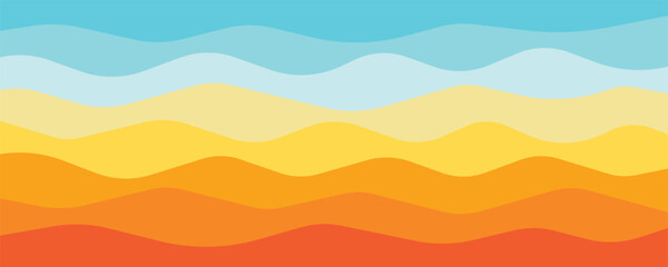 Colorful abstract wavy background with summer vibes and modern template style, vector illustration