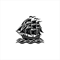 pirate ship design silhouette vector illustration