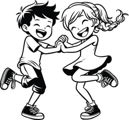 Teenagers Laughing and Twirling in Backyard – Joyful Moment of Friendship and Outdoor Play