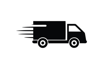 Fast moving shipping delivery truck icon silhouette