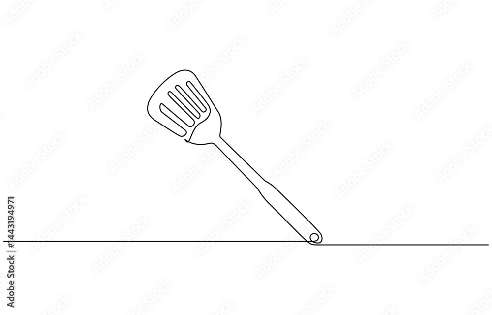 Aufkleber Continuous one line kitchen spatula vector illustration, Continuous Line Drawing Of Spatula. One Line Of Spatula. Kitchen Tool Continuous Line Art. Editable Outline.
