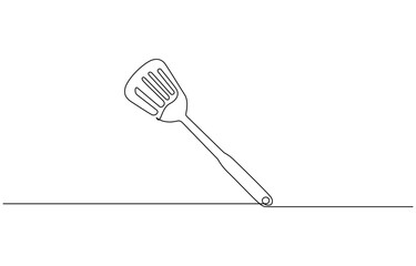 Continuous one line kitchen spatula vector illustration, Continuous Line Drawing Of Spatula. One Line Of Spatula. Kitchen Tool Continuous Line Art. Editable Outline.