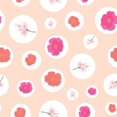Vector Seamless Botanical Floral Pattern with Pastel Blooms