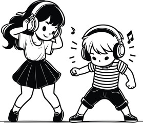 Girl Dancing While Boy Nods with Headphones – Fun Teen Music and Dance Moment