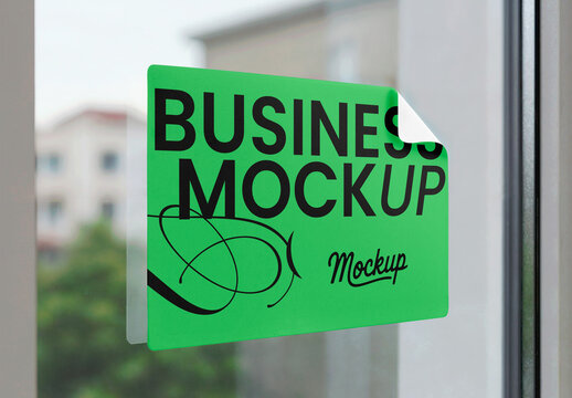 Sticker Mockup on a Glass Window