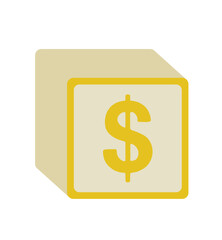 vector illustration of a wooden baby block with a dollar sign