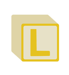 vector illustration of a wooden baby block with a letter L