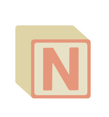 vector illustration of a wooden baby block with a letter N