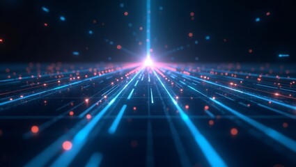Fototapeta premium Data exchange system and information technology. Abstract data tunnels and central network hub