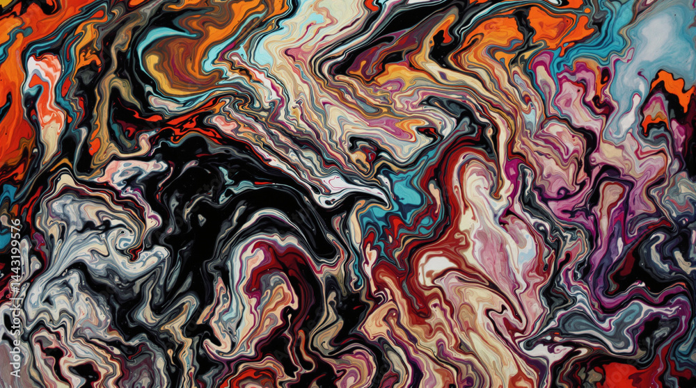 Poster vibrant abstract swirl: a dynamic artwork showcasing an array of swirling colors, creating a sense o