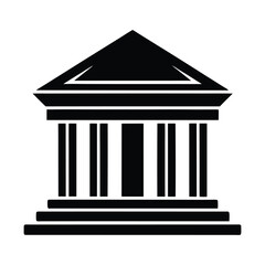 Abstract bank building icon on white background
