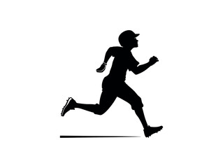 Silhouette of a Baseball Player Running,  A dynamic silhouette of a baseball player in a full sprint vector illustration design .baseball player, running, speed, athlete, sport, fast, silhouette, blac