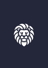 Stylized White Lion Head Logo with Closed Eyes and Bold Mane