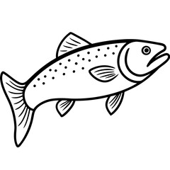 Minimalist Trout Line Art Vector