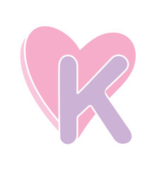 pink heart with a letter K