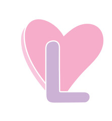 pink heart with a letter L