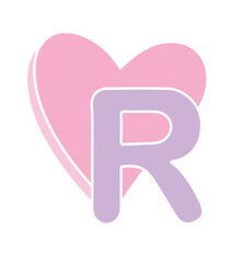 pink heart with a letter R