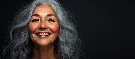 Fototapeta premium Joyful senior woman with gray hair.