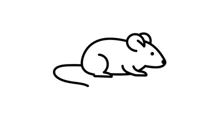 Minimalist Black Line Art of a Seated Figure with Rounded Back and Long Tail