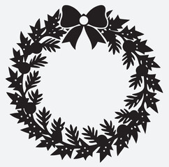 Christmas wreath silhouette vector art illustration, laurel wreath vector illustration