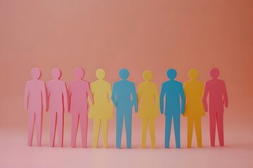 Obraz premium Pink Paper People Teamwork Success Unity1
