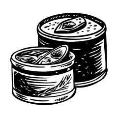 A sketchy style illustration of canned food