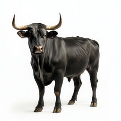 Large Bull Portrait Against White Background