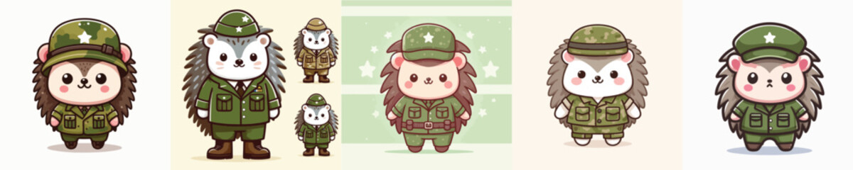 hedgehog vector in army uniform