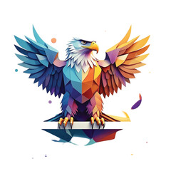 Fototapeta premium Geometric Eagle Illustration – Bold and Colorful Polygonal Bird of Prey Vector Design