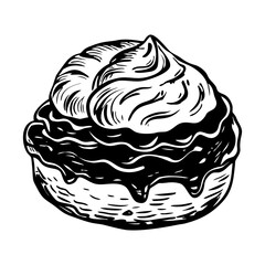A vintage style illustration of cream puff