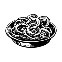 A vintage style illustration of onion rings