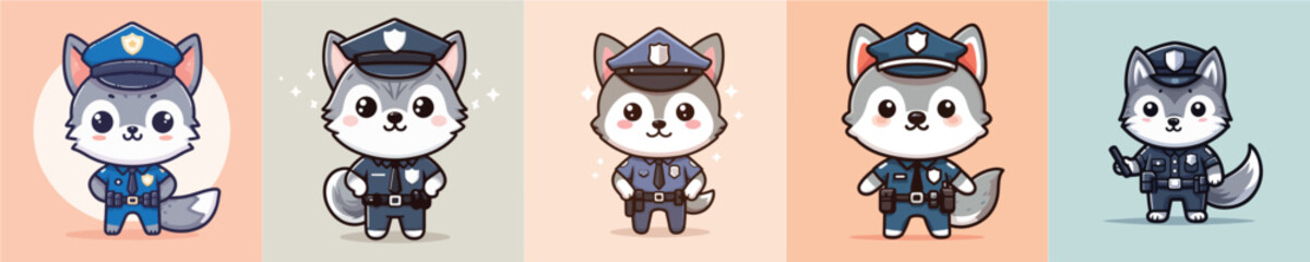 wolf vector in police uniform