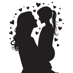 Mother and Child Silhouette Vector Collection – Heartfelt Illustrations of Mom and Kid Bonding Moments for Mother’s Day, Family Love, and Parenting Concepts