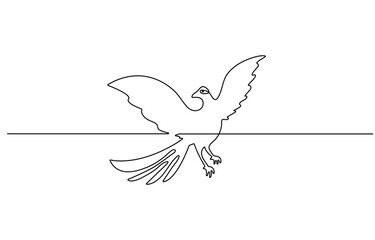 bird White dove in one continuous line drawing. Bird symbol of peace and freedom in simple linear style. Concept for national labor movement icon. Editable stroke. Doodle outline vector illustration
