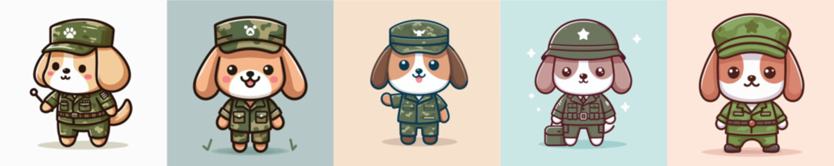 vector dog dressed as soldier