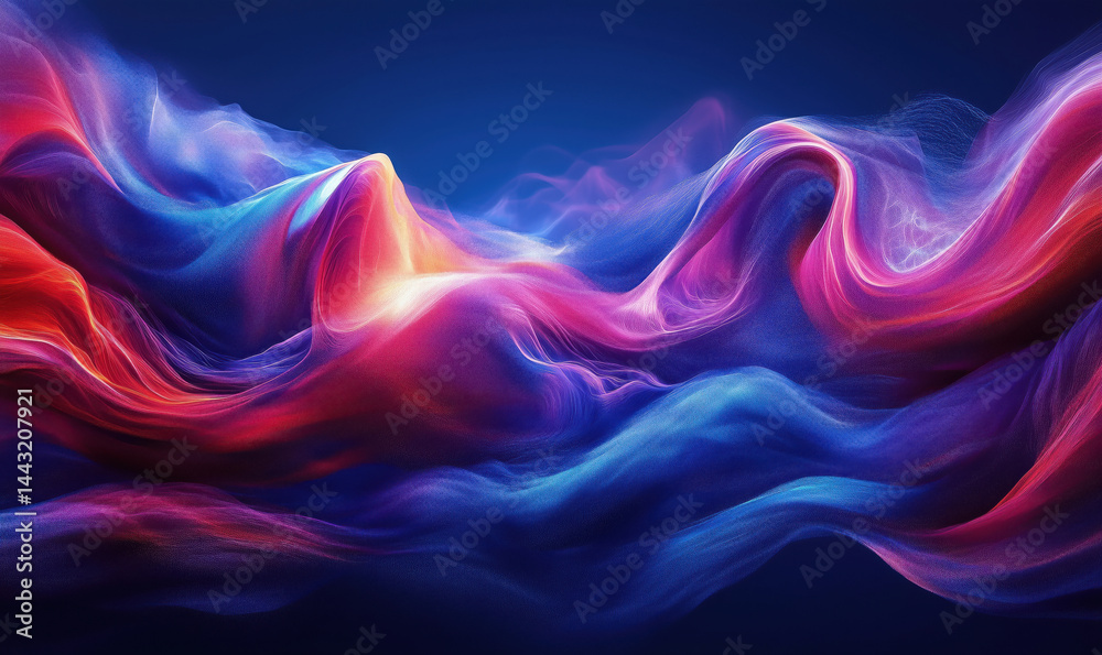 Poster colorful abstract waves of light and texture creating a dynamic visual experience.