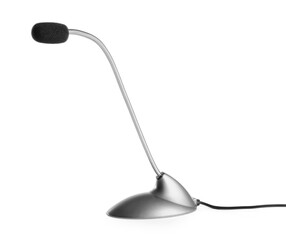 One microphone on white background. Professional audio equipment