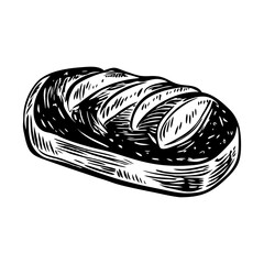 A vintage style illustration of sourdough loaf