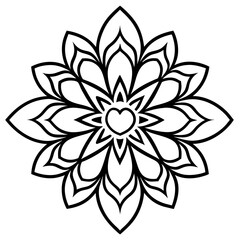 Fototapeta premium Intricate Mandala Heart Line Art Vector