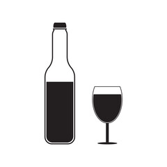 Wine Bottle and Wine Glass Silhouette Silhouette alcohol bottles isolated