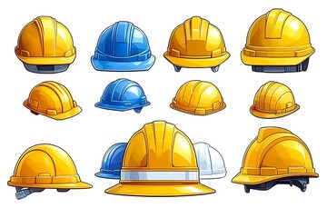 Colorful hard hats collection