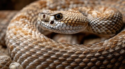 Obraz premium Diamondback Rattlesnake Coil: Close-Up Portrait